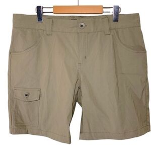 CHLOROPHYLLE Hiking Cargo Shorts Brown Tan pockets Women's Sz 14 Minimalist